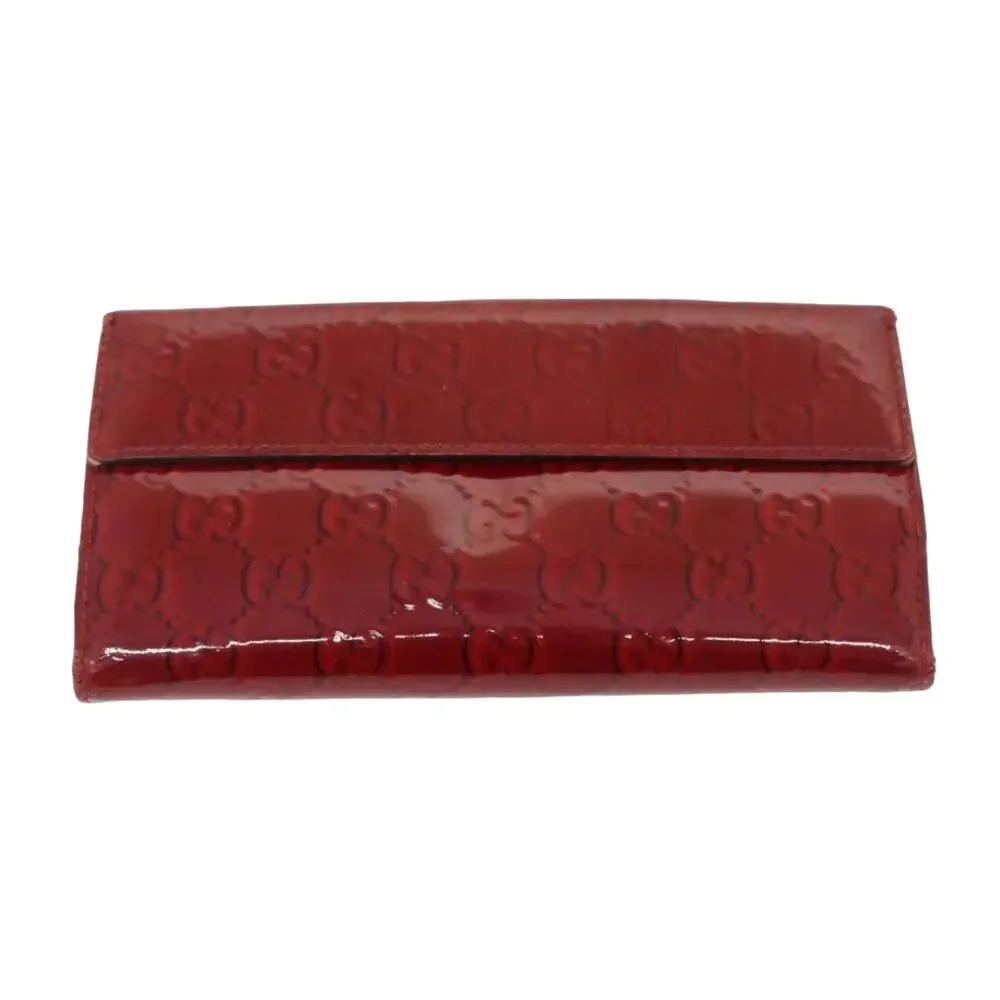 Gucci GG Guccissima Red Patent Leather Long Wallet EUC (GGXX072) - Picture 2 of 5